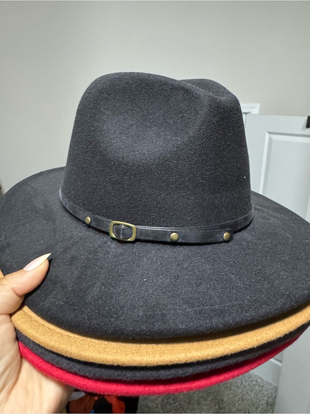 Classic Black Wool Fedora Hat with Leather Band